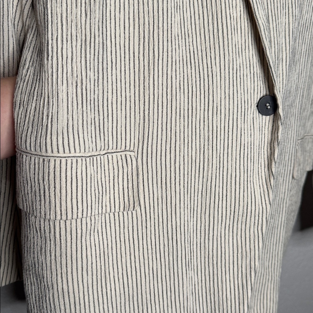 H&M Pinstripe Blazer Jacket Size 12 Normcore Minimalist Eclectic Grandpa - Picture 5 of 7